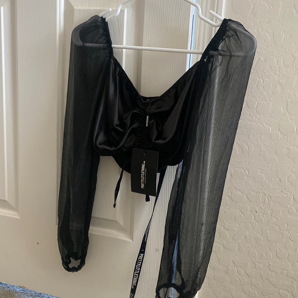 satin/mesh top